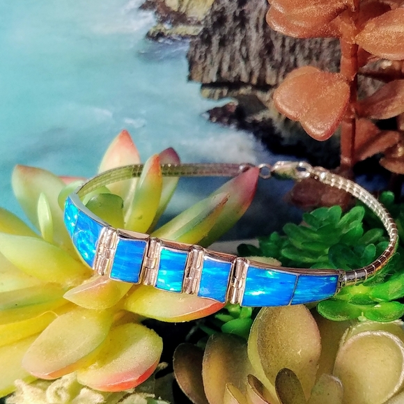 Omega Opal Bracelet .950 Sterling Silver - Picture 8 of 8